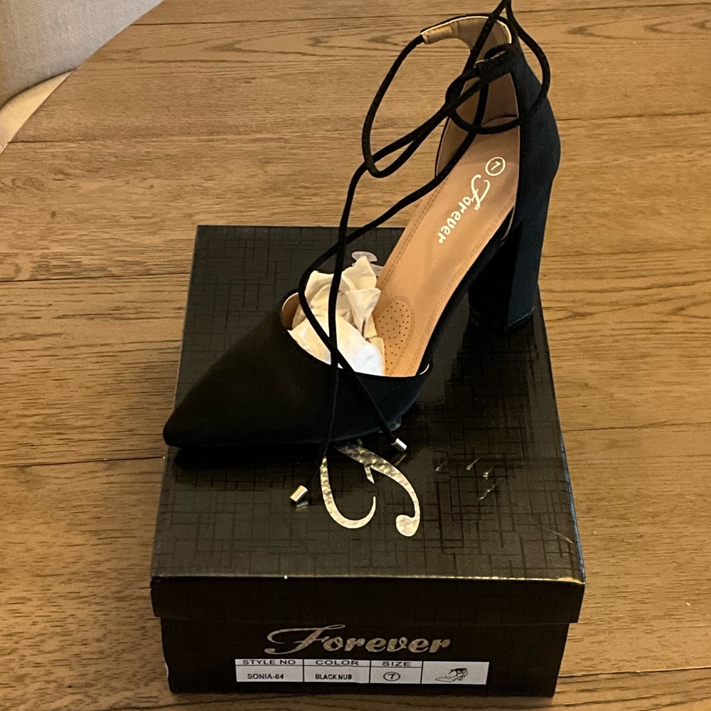 Forever Elegant Black Block Heels